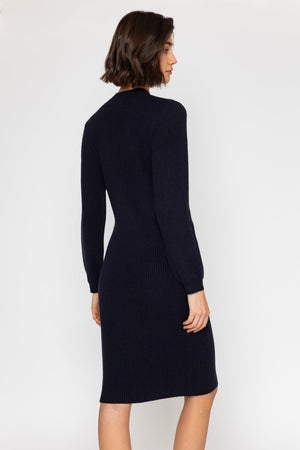 Carraig Donn Long Sleeve Midi Ribbed Knit Dress in Navy