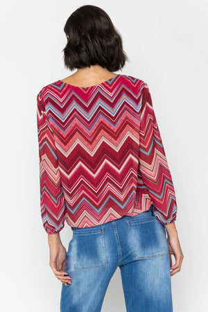 Carraig Donn Long Sleeve Pink Printed Blouse