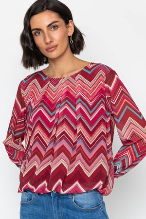 Carraig Donn Long Sleeve Pink Printed Blouse