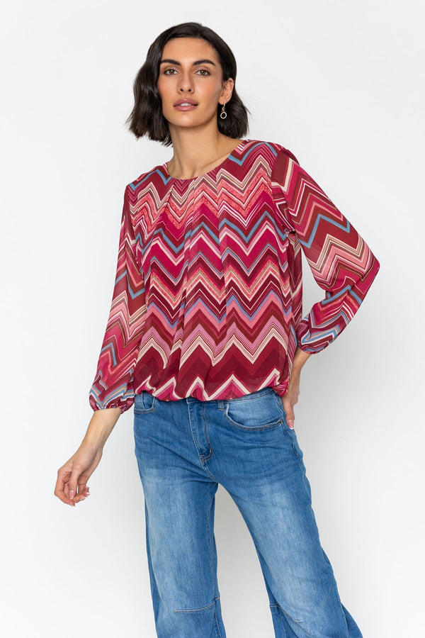 Carraig Donn Long Sleeve Pink Printed Blouse