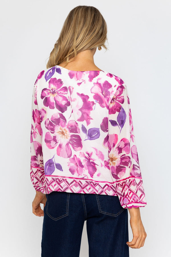 Carraig Donn Long Sleeve Pink Printed Blouse