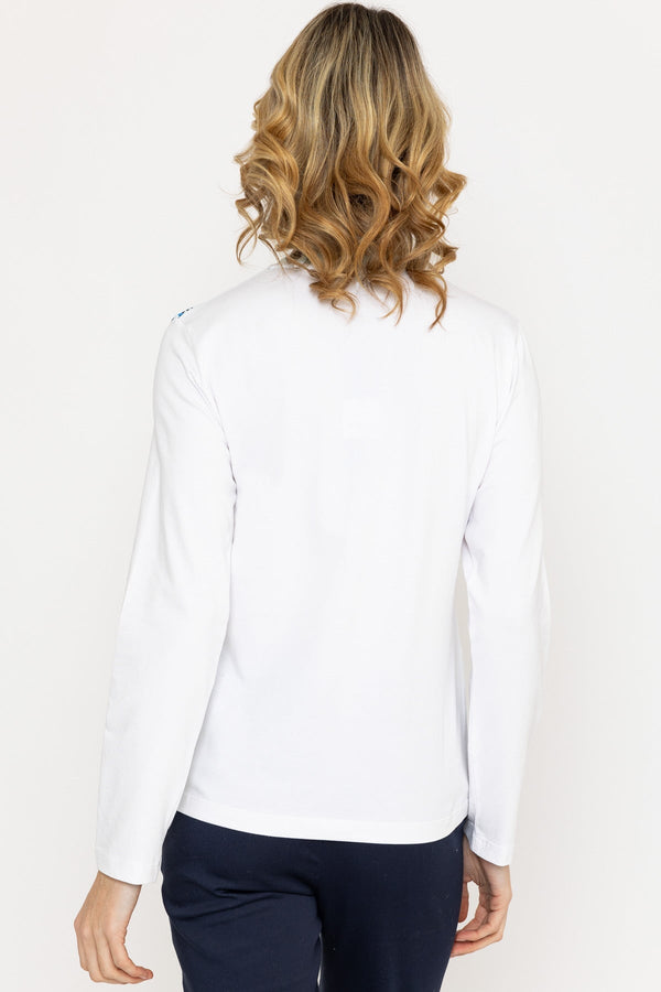 Carraig Donn Long Sleeve T-Shirt in White Print