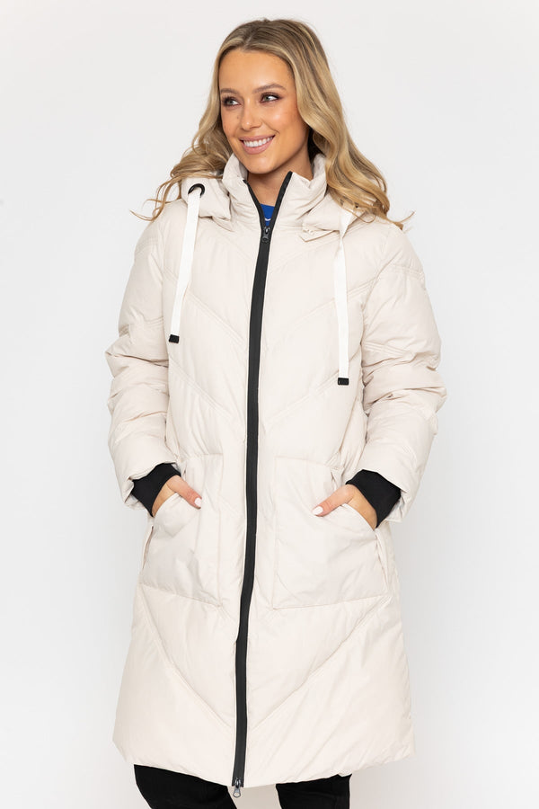Carraig Donn Longline Quilted Coat Cream