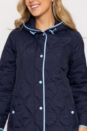 Carraig Donn Longline Quited Coat Navy