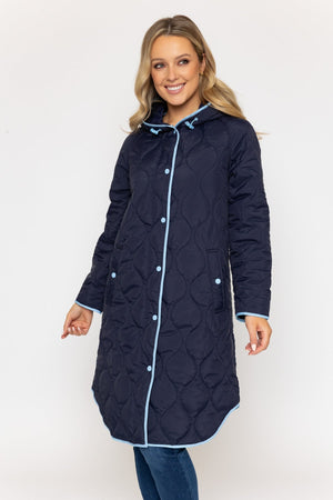 Carraig Donn Longline Quited Coat Navy