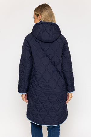 Carraig Donn Longline Quited Coat Navy