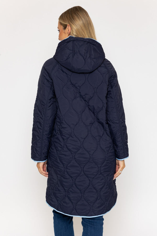 Carraig Donn Longline Quited Coat Navy