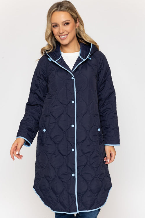 Carraig Donn Longline Quited Coat Navy