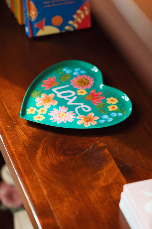 "Love" Heart Shaped Catch All Decorative Tray