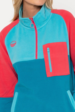 Carraig Donn Maeve Fleece in Teal & Coral