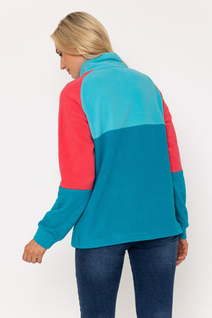 Carraig Donn Maeve Fleece in Teal & Coral