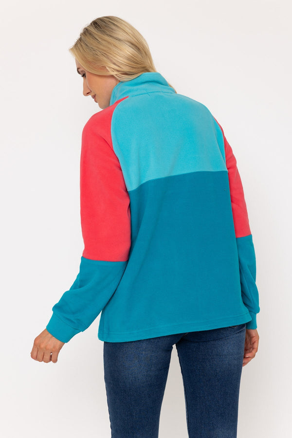 Carraig Donn Maeve Fleece in Teal & Coral
