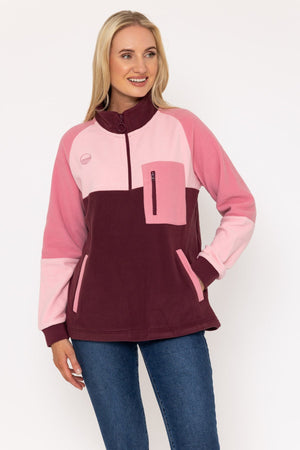 Carraig Donn Maeve Polar Fleece in Burgundy & Pink