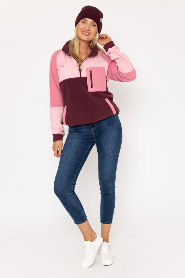 Carraig Donn Maeve Polar Fleece in Burgundy & Pink