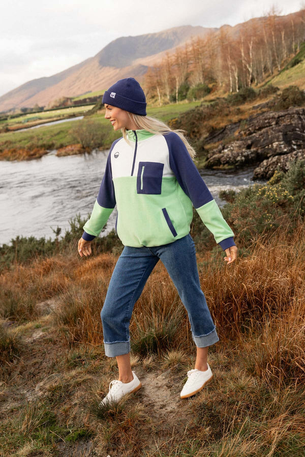 Carraig Donn Maeve Polar Fleece in Green & Navy