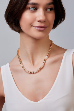 Maleah Beige & Gold Necklace