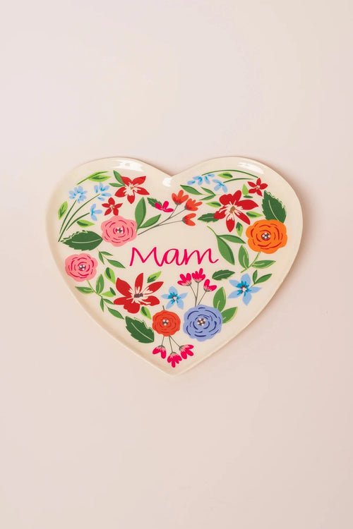 "Mam" Heart Shaped Catch All Decorative Tray