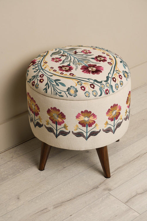 Maya Embroidered Storage Bench