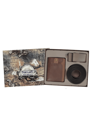 Carraig Donn Men's Brown Belt & RFID Wallet Gift Set