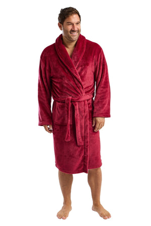 Carraig Donn Men's Burgundy Collared Fleece Robe