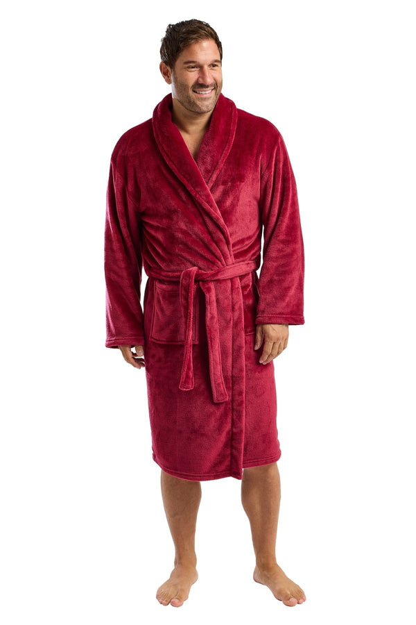 Carraig Donn Men's Burgundy Collared Fleece Robe