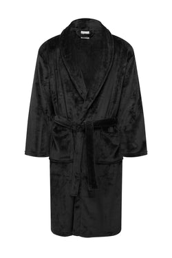 Carraig Donn Mens Collared Fleece Robe in Black