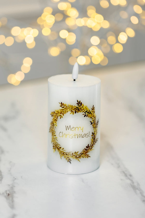 Christmas Pillar LED Candle | Christmas Candles – Carraig Donn