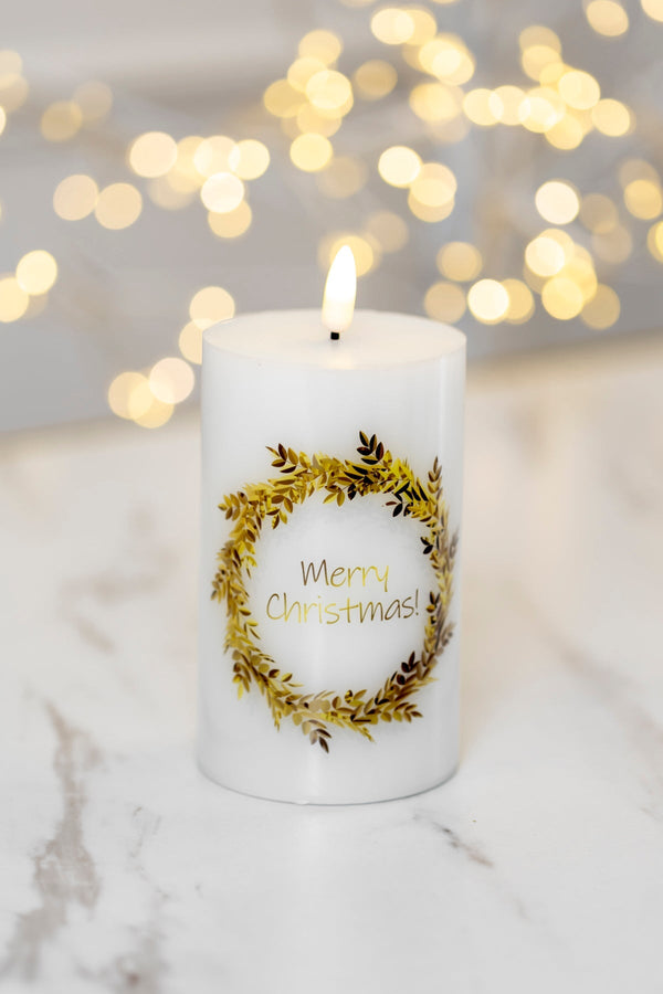 Christmas Pillar LED Candle | Christmas Candles – Carraig Donn
