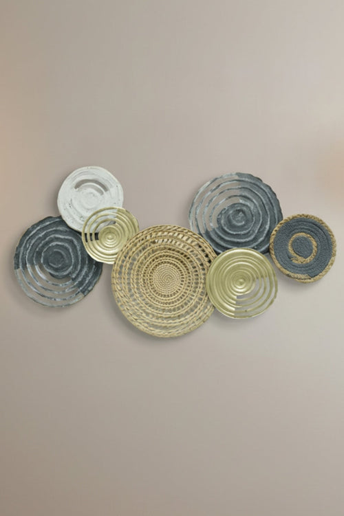 Metal & Bamboo Circles Wall Art