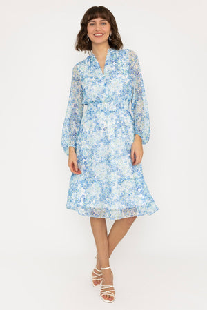 Mia Midi Dress in Light Blue Print