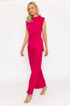 Carraig Donn Michelle Pink Asymmetric Sleeveless Top