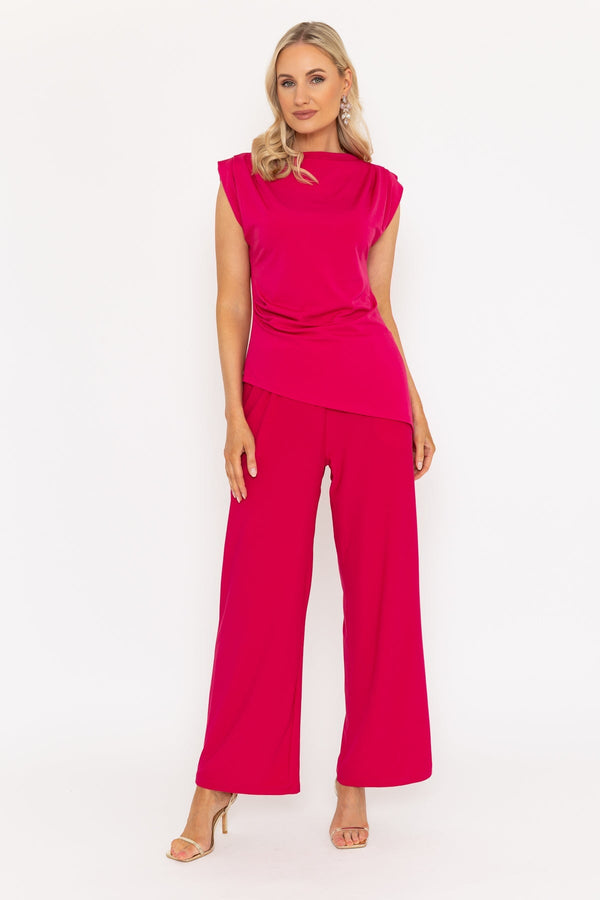 Carraig Donn Michelle Pink Asymmetric Sleeveless Top
