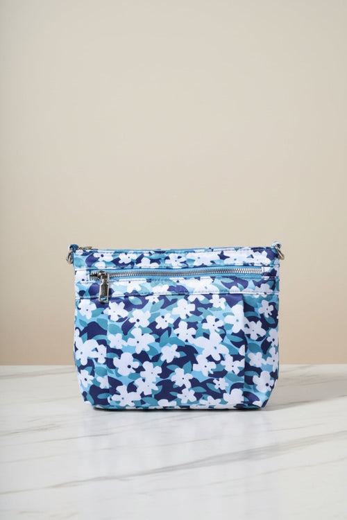 Mint Blue Floral Printed Crossbody Bag