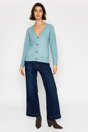 Carraig Donn Mint Cardigan with Ribbed Sleeves