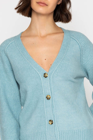 Carraig Donn Mint Cardigan with Ribbed Sleeves
