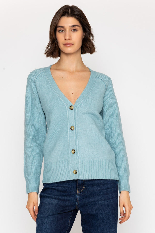 Carraig Donn Mint Cardigan with Ribbed Sleeves