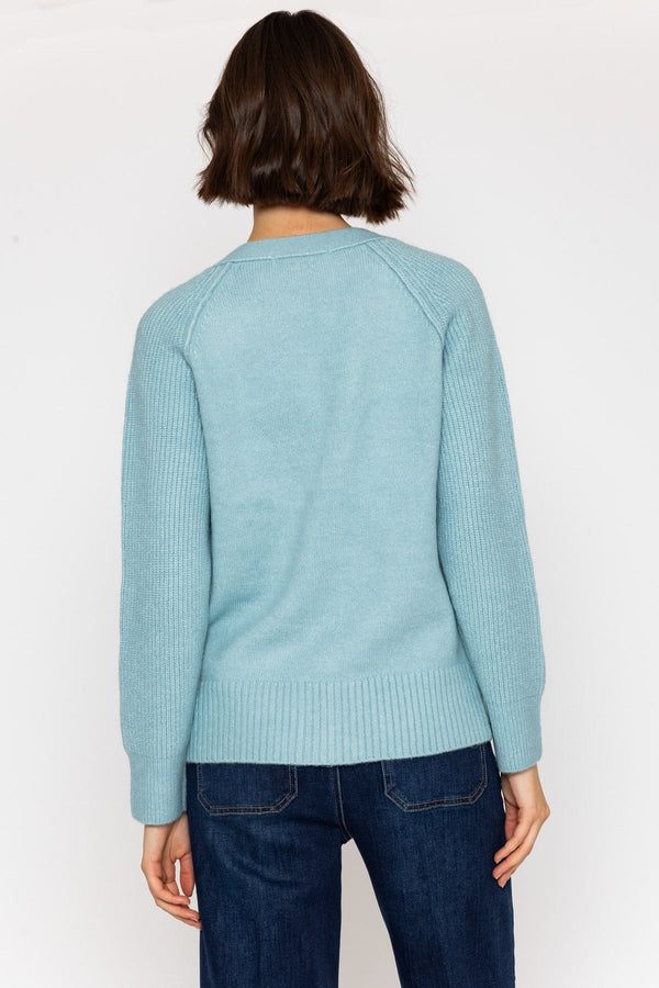 Carraig Donn Mint Cardigan with Ribbed Sleeves