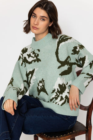 Carraig Donn Mint Floral Design Knit Jumper
