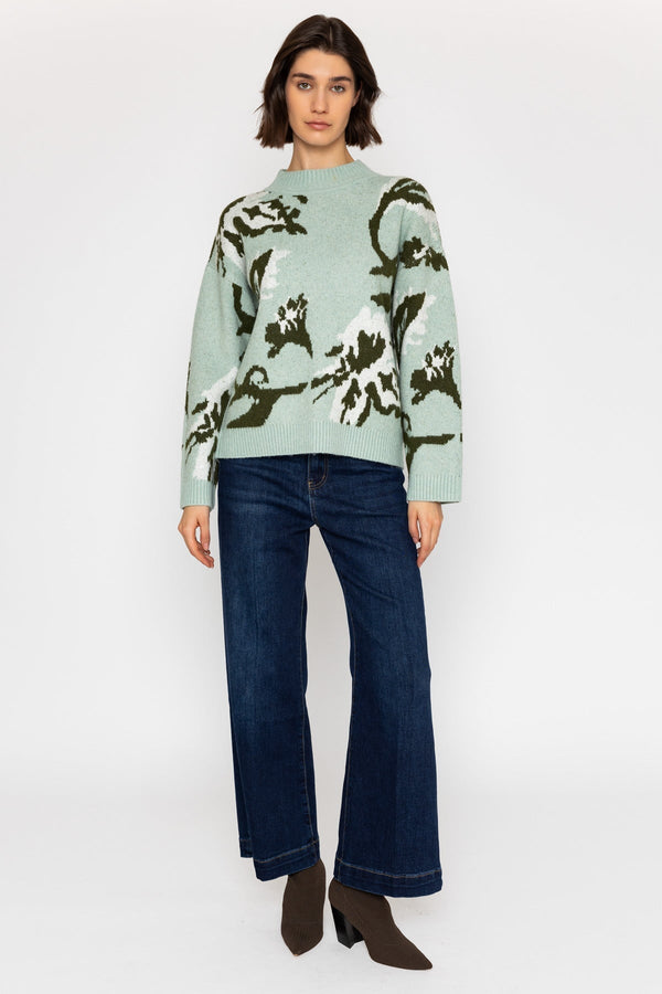 Carraig Donn Mint Floral Design Knit Jumper