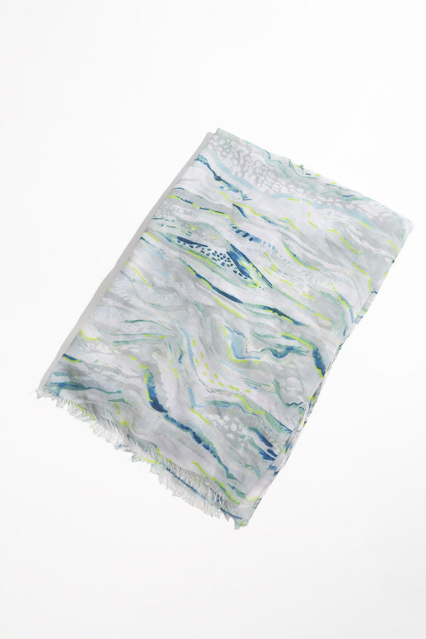 Carraig Donn Mint Green Wave Print Scarf