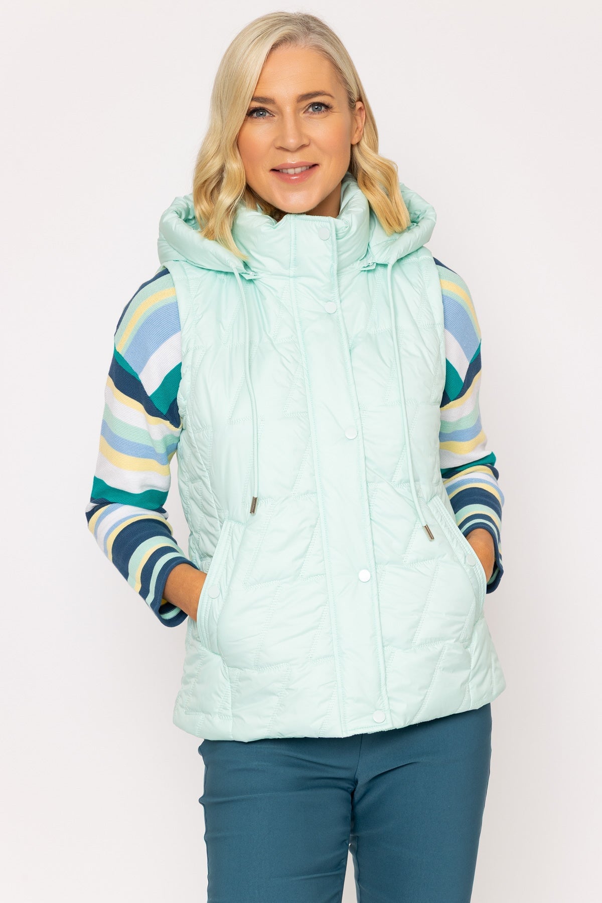 Mint Padded Hooded Gilet