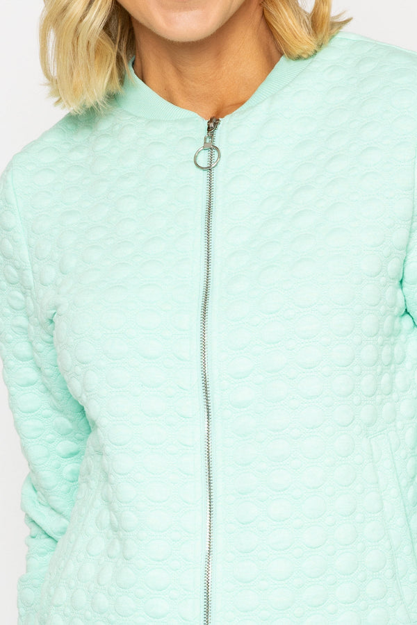 Carraig Donn Mint Textured Jersey Bomber Jacket