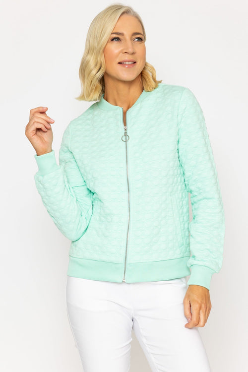 Mint Textured Jersey Bomber Jacket