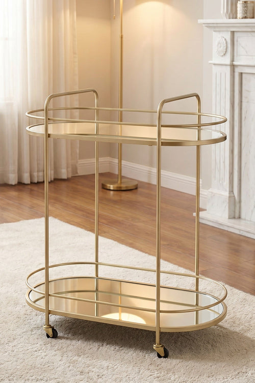 Mirrored Gold Two-Tier Bar Cart