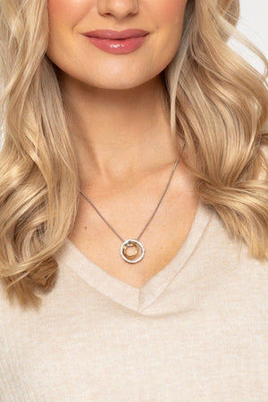Carraig Donn Mixed Metal Circle Pendant Necklace