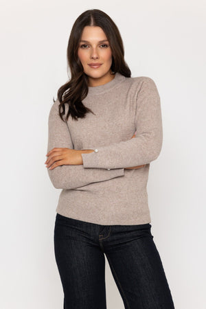 Carraig Donn Mocha Jumper with Pearl Cuff Detailing