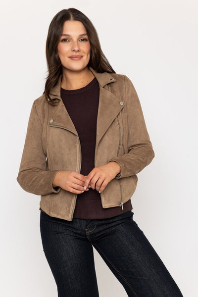 Mocha Suedette Biker Jacket Ladies Jackets – Carraig Donn
