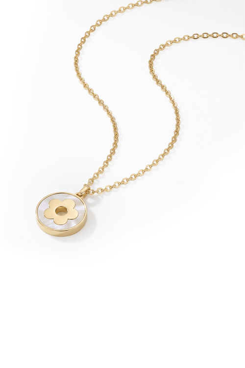 Mother Of Pearl Disc Pendant Necklace