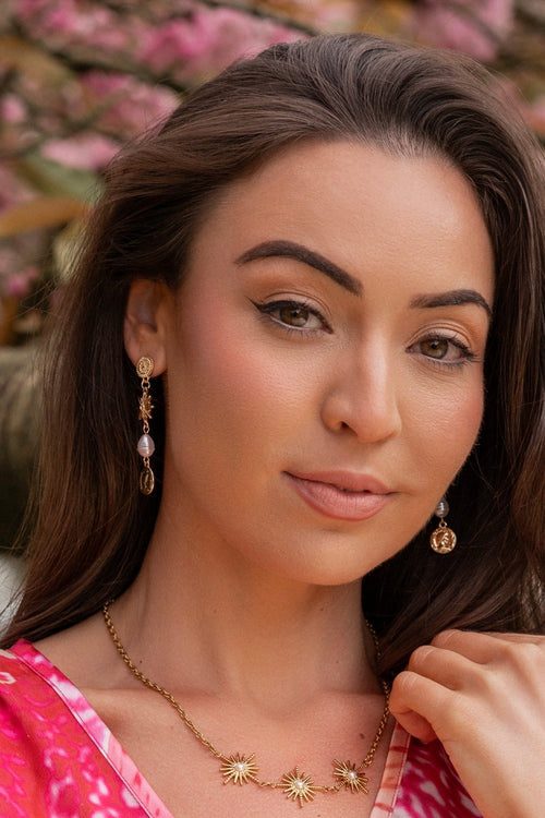 Carraig Donn Multi Bead Gold Drop Earrings
