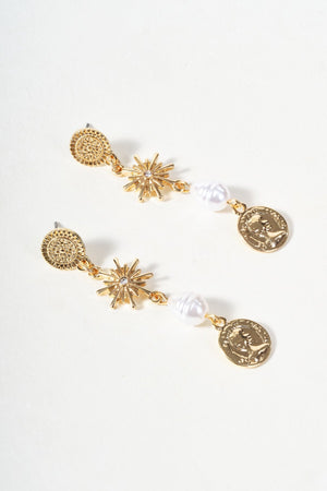 Carraig Donn Multi Bead Gold Drop Earrings